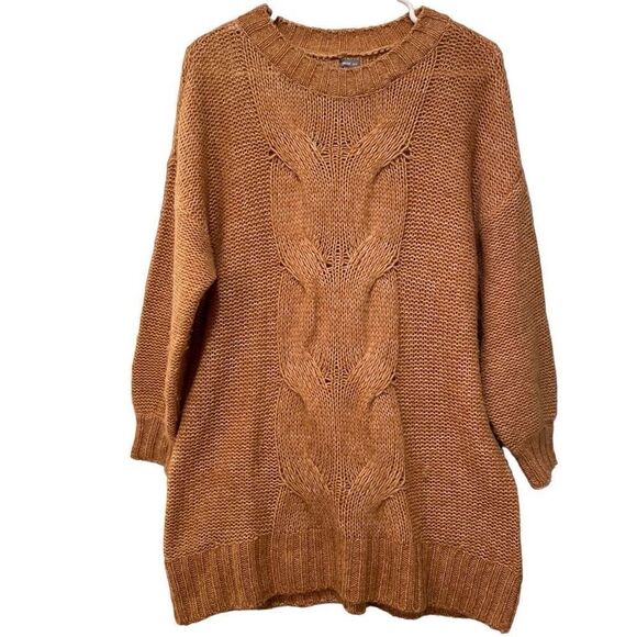 Aerie Womens Sweater XS Salmon Oversized Cable Knit Crewneck Drop Shoulder - Picture 1 of 8